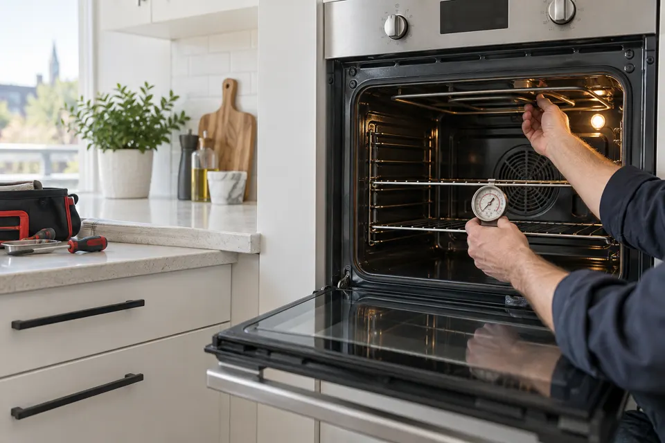 Oven Repair technician diagnosing an appliance in Ottawa